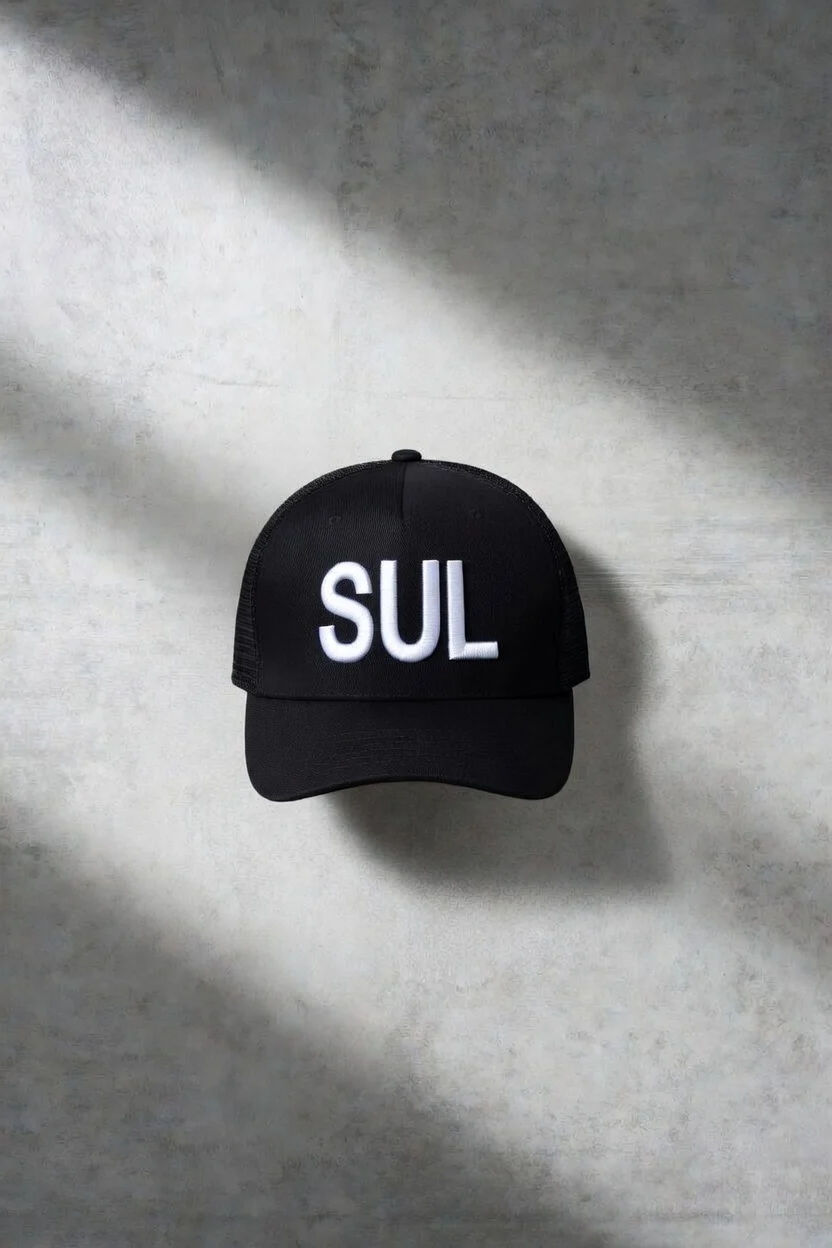 Black SUL cap with raised white front embroidery