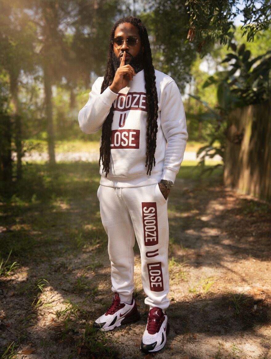 SUL Snooze U Lose white sweatsuit set